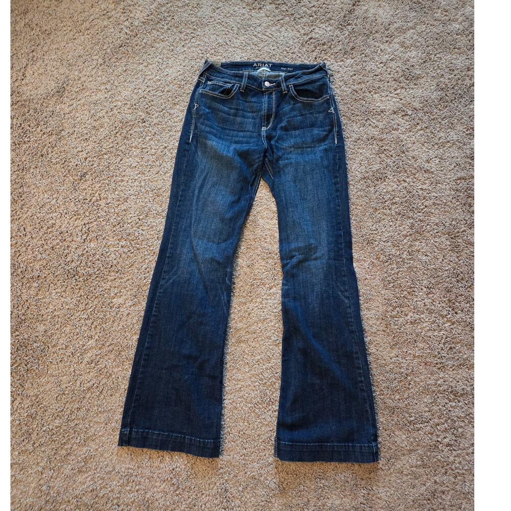 Ariat slim trouser denim pants high rise flared jeans dark wash rascal 32L